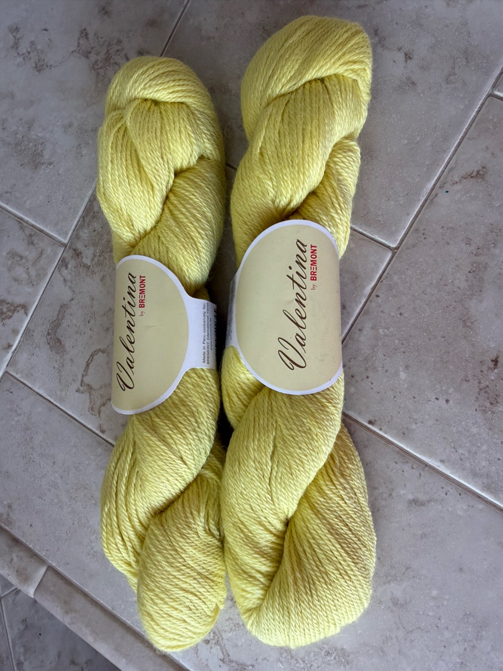 Valentina by Bremont Collection - Light Yellow Alpaca/Wool Blend Yarn- 2 Hanks